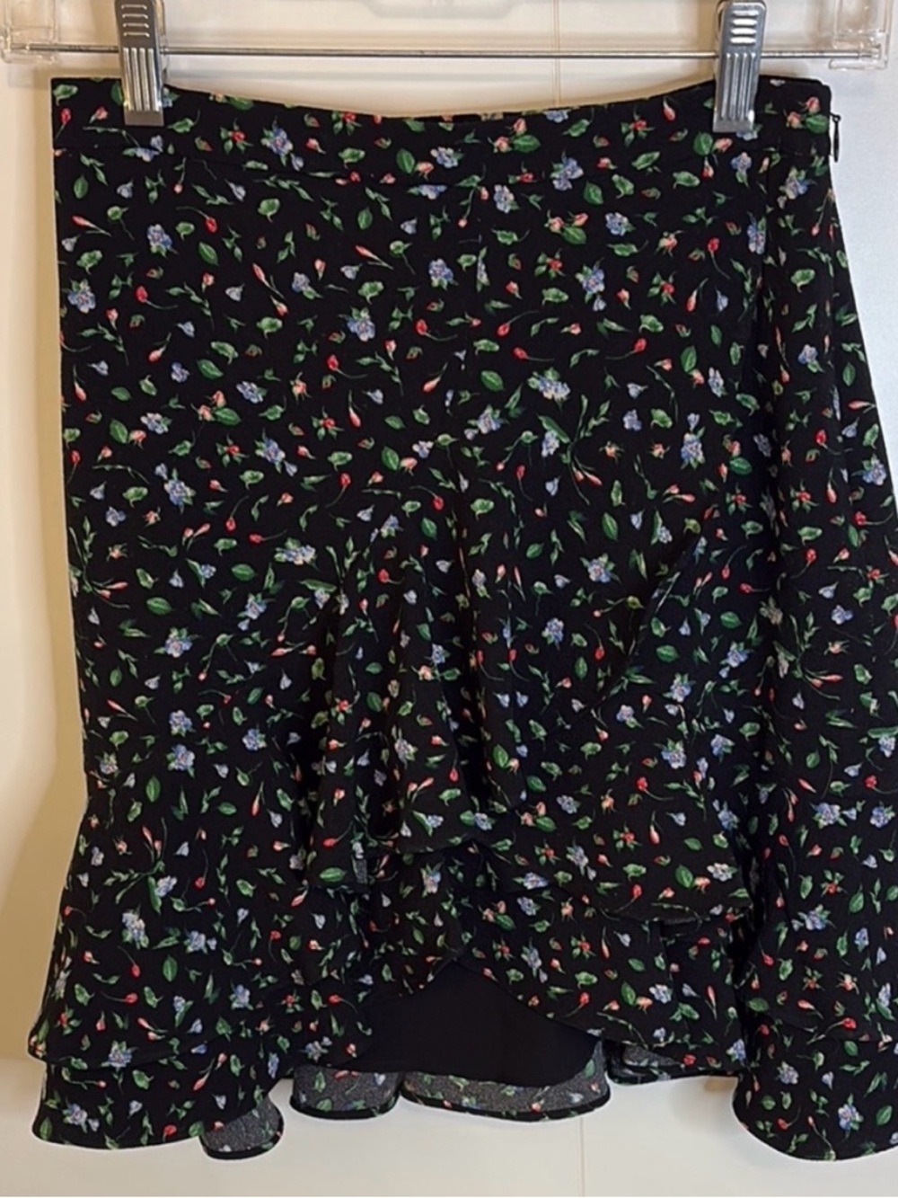 Club Monaco Black Mini Skirt with Floral Print